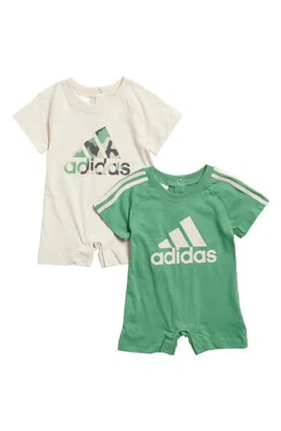 Adidas Originals Kids' Adidas Assorted 2-pack Raglan Shortalls In Green/tan
