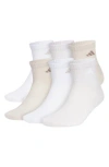 Adidas Originals Adidas 3-pack Aeroready Athletic Cushioned Low Cut Socks In White/wonder Beige/beige
