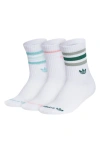 Adidas Originals Adidas Assorted 3-pack Kids' Originals Roller 3.0 Crew Socks In White/mint/silver Green