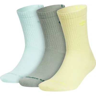 Adidas Originals Adidas Assorted 3-pack Originals Trefoil 2.0 Crew Socks In Blue/silver Green/yellow
