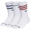Adidas Originals Adidas Assorted 3-pack Roller Crew Socks In White/night Indigo/red