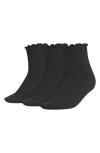 Adidas Originals Adidas Assorted 3-pack Ruffle Rib Ankle Socks In Black