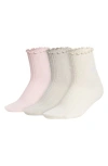 Adidas Originals Adidas Assorted 3-pack Ruffle Rib Ankle Socks In Neutral