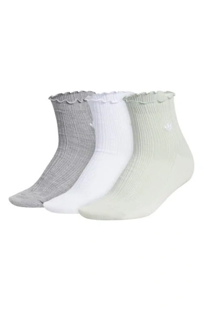 Adidas Originals Adidas Assorted 3-pack Ruffle Rib Ankle Socks In Neutral