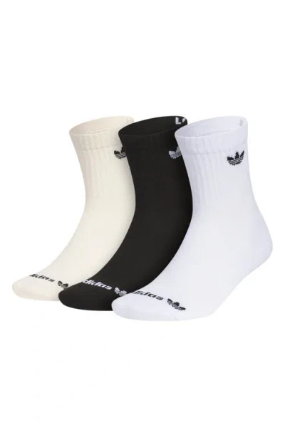 Adidas Originals Adidas Assorted 3-pack Trefoil 2.0 High Quarter Socks In White/black/wonder White