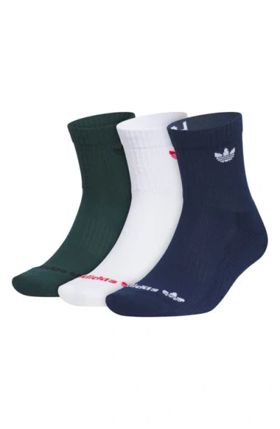 Adidas Originals Adidas Assorted 3-pack Trefoil Performance Crew Socks In Blue