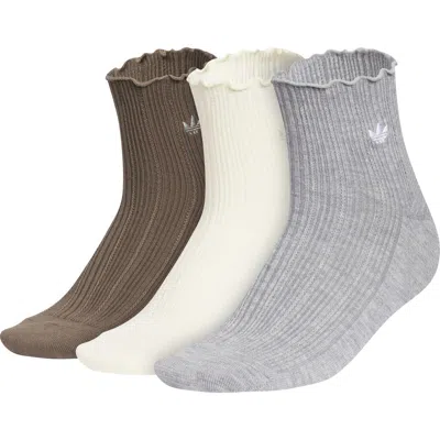 Adidas Originals Adidas Assorted 3-pack Ruffle Rib Ankle Socks In Multi