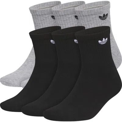 Adidas Originals Adidas Assorted 6-pack Trefoil 2.0 Quarter Crew Socks In Gray