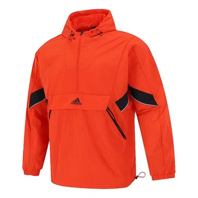 Adidas Originals Adidas Athleisure Casual Sports Running Training Woven Hooded Jacket Red