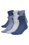 Adidas Originals Adidas Athletic Cushioned Quarter Crew Socks In Tech Indigo Blue/grey/navy