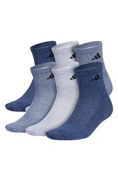 Adidas Originals Adidas Athletic Cushioned Quarter Crew Socks In Tech Indigo Blue/grey/navy