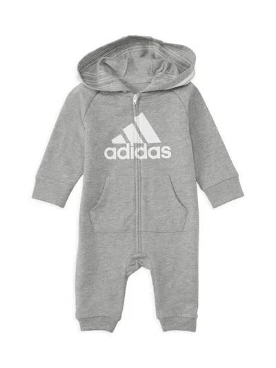 Adidas Originals Adidas Baby Boy's Hooded Logo Coveralls In Gray