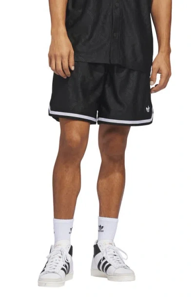 Adidas Originals Adidas Basketball Flame Loose Fit Drawstring Shorts In Black