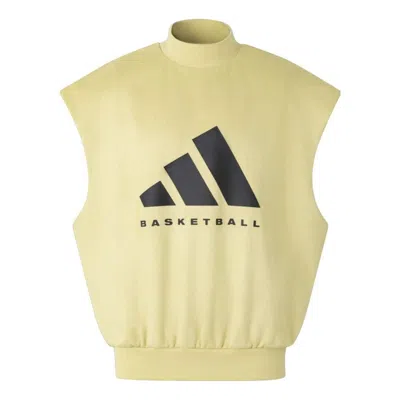Adidas Originals Adidas Basketball Sueded Sleeveless Sweatshirt 'halo Gold' In Neutral