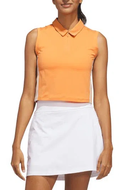 Adidas Originals Adidas Beyond The Course Twistknit Sleeveless Crop Polo In Orange