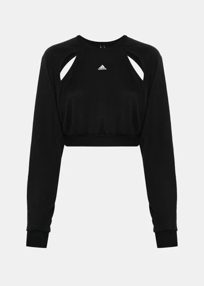 Adidas Originals Cut-out Cropped Sweatshirt In Black