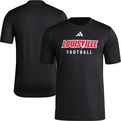 Adidas Originals Adidas  Black Louisville Cardinals Locker Practice Football Pre-game T-shirt