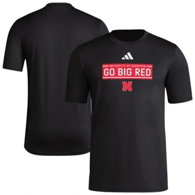 Adidas Originals Adidas  Black Nebraska Huskers Locker Slogan Pre-game T-shirt