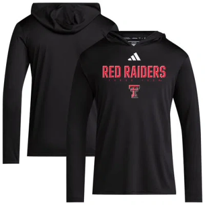 Adidas Originals Adidas Black Texas Tech Red Raiders 2025 Aeroready Sideline Training Long Sleeve Hooded T-shirt