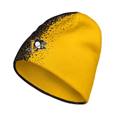Adidas Originals Adidas Black/gold Pittsburgh Penguins Split Knit Hat In Yellow