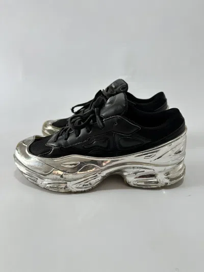 Pre-owned Adidas Originals Adidas By Raf Simons Black-silver Leather And Mesh Ozweego Shoes