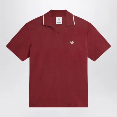 Adidas Originals Adidas By Wales Bonner Bordeaux Polo Shirt In Cotton Blend In Red
