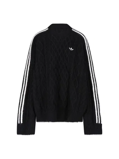 Adidas Originals Adidas Cable Knit Sweater In Black