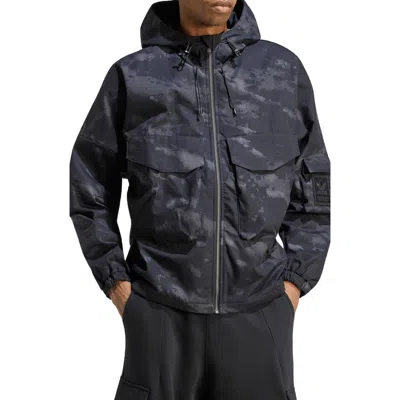 Adidas Originals Adidas Camo Hooded Windbreaker In Black