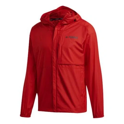 Adidas Originals Adidas Casual Sports Hooded Long Sleeves Jacket Red
