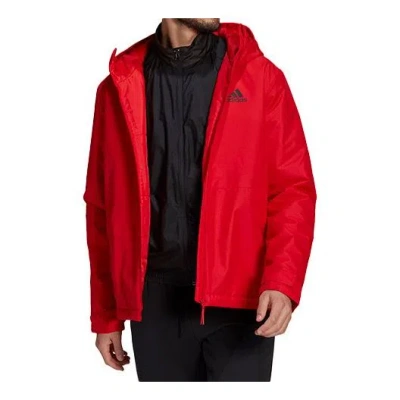 Adidas Originals Adidas Casual Sports Windproof Hooded Jacket Red