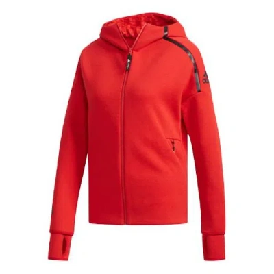 Adidas Originals Adidas Casual Sports Zipper Hooded Jacket Red
