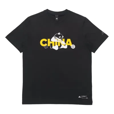Adidas Originals Adidas China Tee M 2 Printed Crew Neck Short-sleeved Black