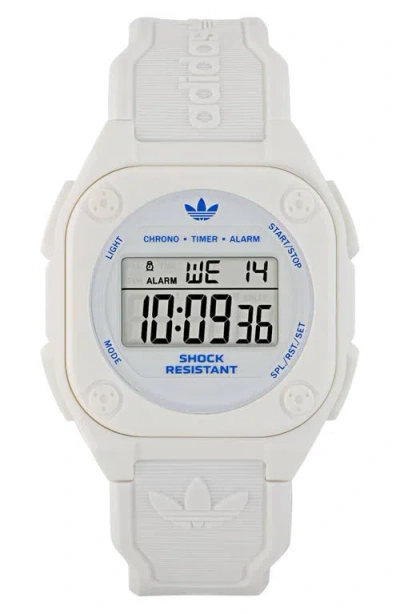 Adidas Originals Adidas City Tech 4 Silicone Strap Watch, 42mm In White