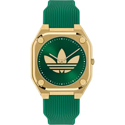 Adidas Originals Adidas City Tech Green Thin Silicone Strap Watch, 39mm