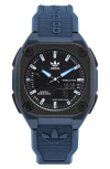 Adidas Originals Blue Silicone Watch In Blue/black/blue