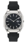 Adidas Originals Adidas City Tech Thin Silicone Strap Watch, 39mm In Black