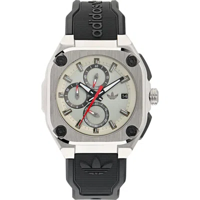 Adidas Originals Adidas City Tech Three Chronograph Resin Strap Watch, 45mm In Black