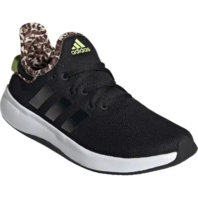 Adidas Originals Adidas Cloadfoam Pure Running Shoe In Black/black/pulse Lime