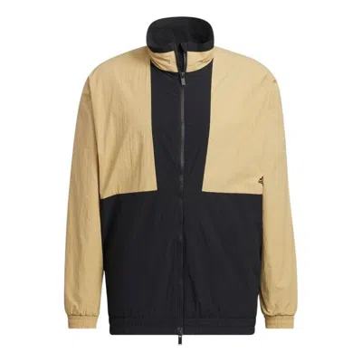 Adidas Originals Adidas Contrast Color Stitching Alphabet Printing Stand Collar Sports Unisex Multicolor Jacket In Brown