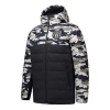 Adidas Originals Adidas Contrasting Colors Camouflage Pattern Zipper Hooded Down Jacket Black In Black