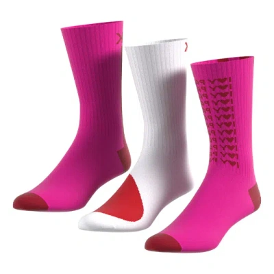 Adidas Originals Adidas Contrasting Colors Logo Jacquard Socks Couple Style 3 Pairs Pink / White / Red Brown
