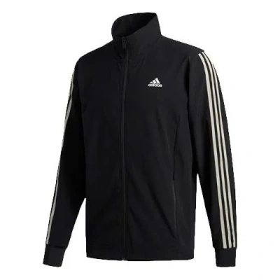Adidas Originals Adidas Cool Touch Jkt Training Sports Stripe Stand Collar Logo Jacket Black