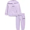 Adidas Originals Adidas Cotton Blend Fleece Hoodie & Joggers Set In Purple