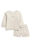 Adidas Originals Babies' Adidas Cotton Blend Fleece Sweatshirt & Shorts Set In Wonder Alumina