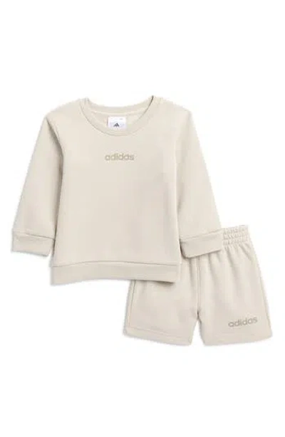Adidas Originals Adidas Cotton Blend Fleece Sweatshirt & Shorts Set In Wonder Alumina
