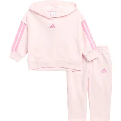 Adidas Originals Babies' Adidas Cotton Fleece Hoodie & Pants Set In Distilled Pink