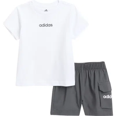 Adidas Originals Babies' Adidas Cotton Logo T-shirt & Cargo Shorts Set In White