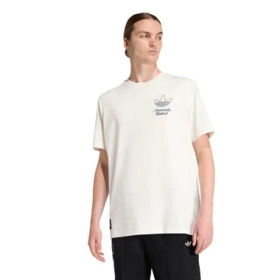 Adidas Originals Adidas Cream Newcastle United Terrace Icons Collection Graphic T-shirt In White