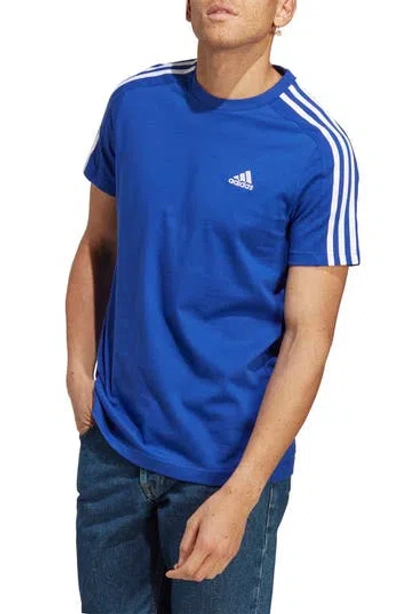 Adidas Originals Adidas Crewneck 3-stripes T-shirt In Semi Lucid Blue/white