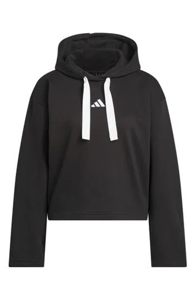 Adidas Originals Adidas Crop Fleece Hoodie In Black